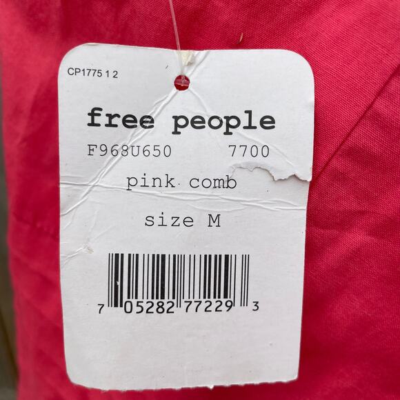 Free People Strapless Dress A-Line Pleated Bow Fit & Flare Pink Size Medium NWT - Picture 7 of 7